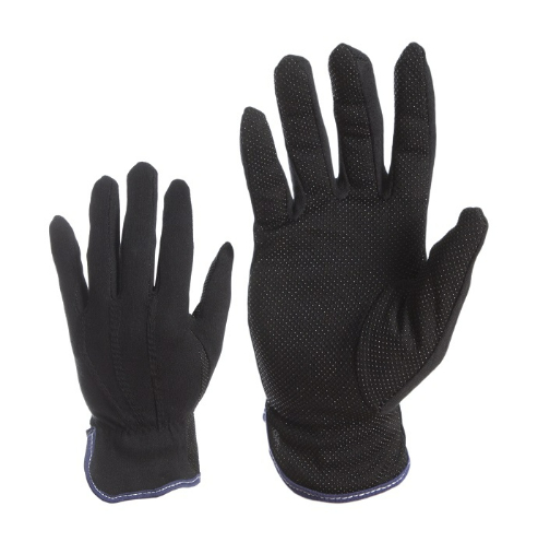 Puuvillasest kangast töökindad PVC mikrokummipunktidega peopesas, must