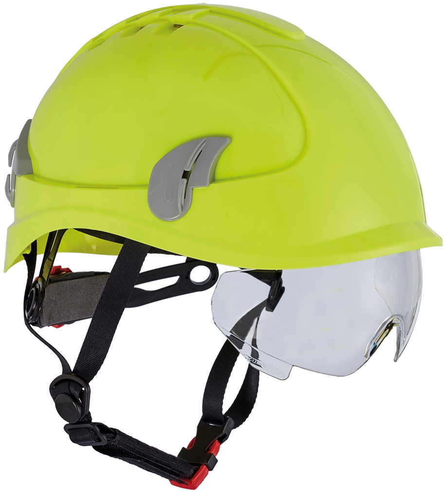 Cerva Alpinworker kaitsekiiver prillidega neoonkollane