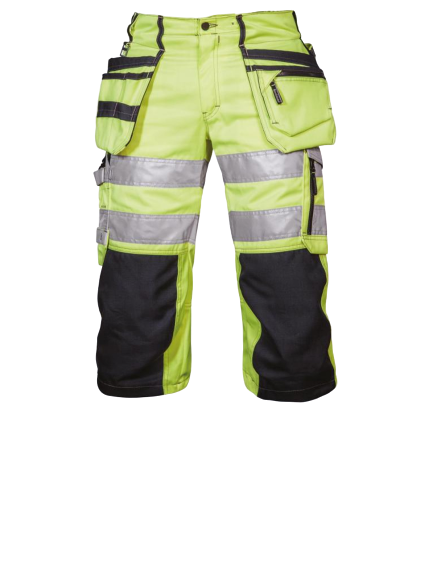 Björnkläder ülepõlvepüksid ripptaskutega, kollane/must, kl 2