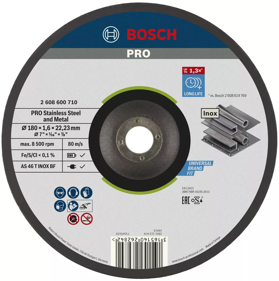 Metallilõikeketas Bosch Rapido 180x22,2x1,6 mm, INOX