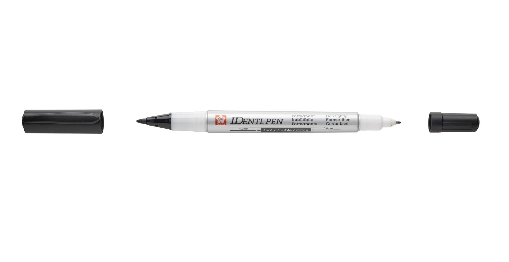Kvaliteetmarker Identi-Pen 2-otsaga 0,4mm ja 1,0mm must