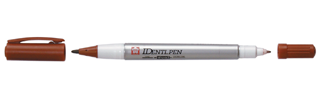 Kvaliteetmarker Identi-Pen 2-otsaga 0,4mm ja 1,0mm D, pruun
