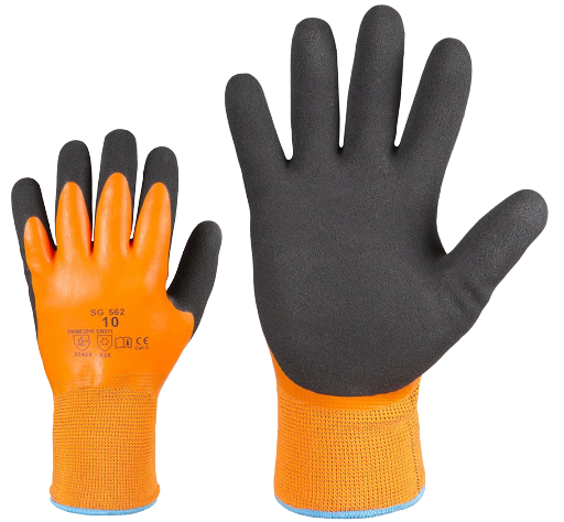 Veekindlad topeltlateksiga kaetud voodriga töökindad