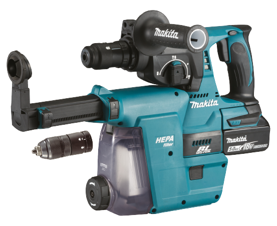Akupuurvasar Makita DHR243RTJW + tolmukogumis süsteem DX07 + 2 x 18V 5.0Ah akud + kiirlaadija