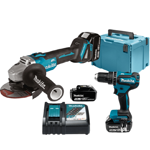 Combokit Makita DLX2334J (DHP485, DGA504) + 3x3.0Ah 18V akut ja kiirlaadija DC18RC + Makpac 4 kohver