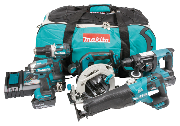 Combokit Makita DLX5032T (DDF484, DTD153, DHS680, DJR187, DHR242) + 3x5,0ah 18V Li-ion akut