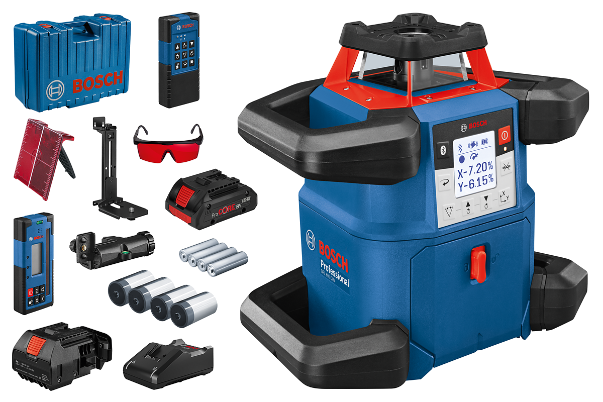 Pöördlaser Bosch GRL 600 CHV + LR 60 + RC 6 + 1x 18V 4.0Ah ProCORE