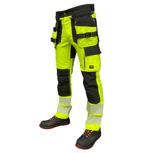 Pesso Tööpüksid ripptaskutega Uranus Flexpro kõrgnähtav CL2, kollane